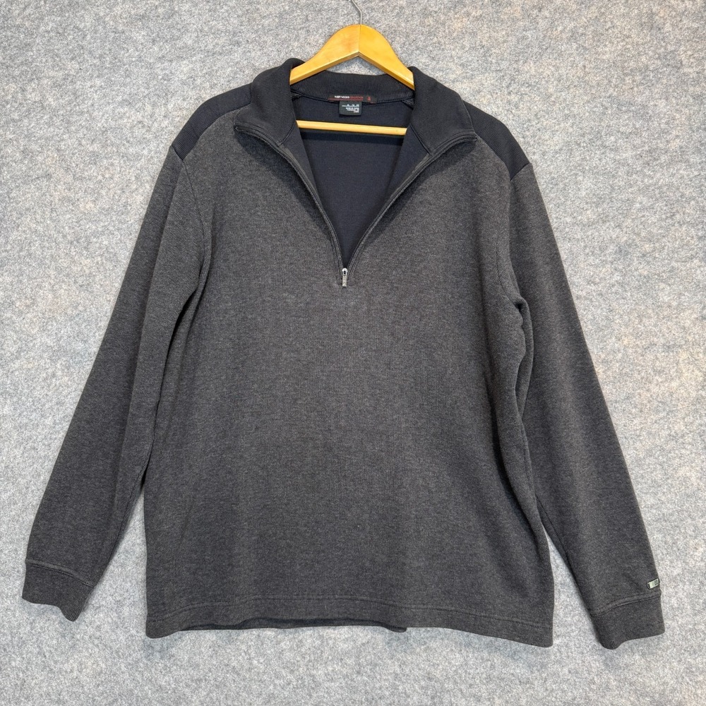Tiger Woods Collection Quarter Zip Sweater Mens XL Gray Knit Mock Golf - Picture 1 of 13